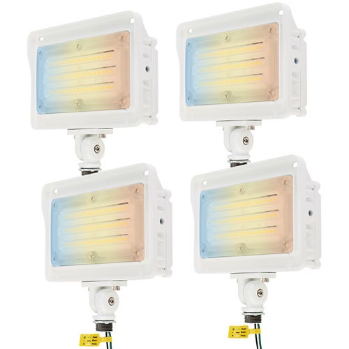 4-Pack White LED Flood Light 50W/40W/30W, 3000K/4000K/5000K Selectable